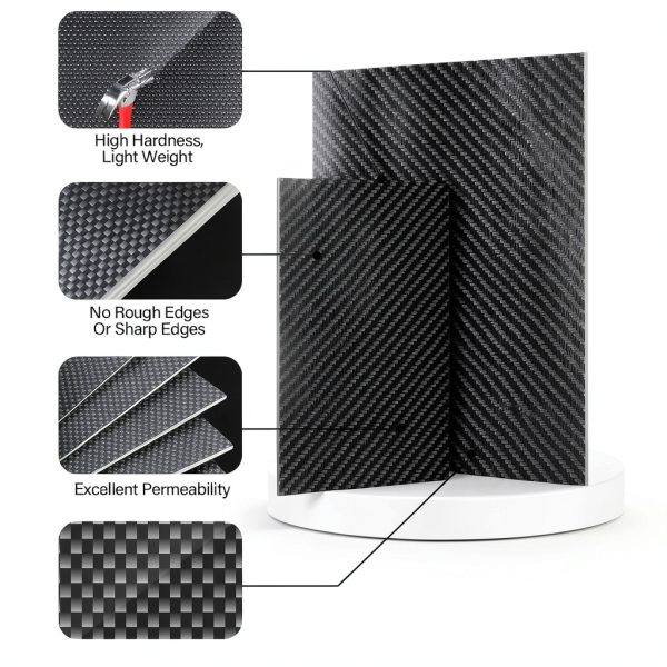 200x250x1mm Carbon Fiber Sheet,3K Twill Weave Carbon Fiber Plate Laminate Board Plate Panel Thickness Glossy Finish (Glossy, 1MM)-2